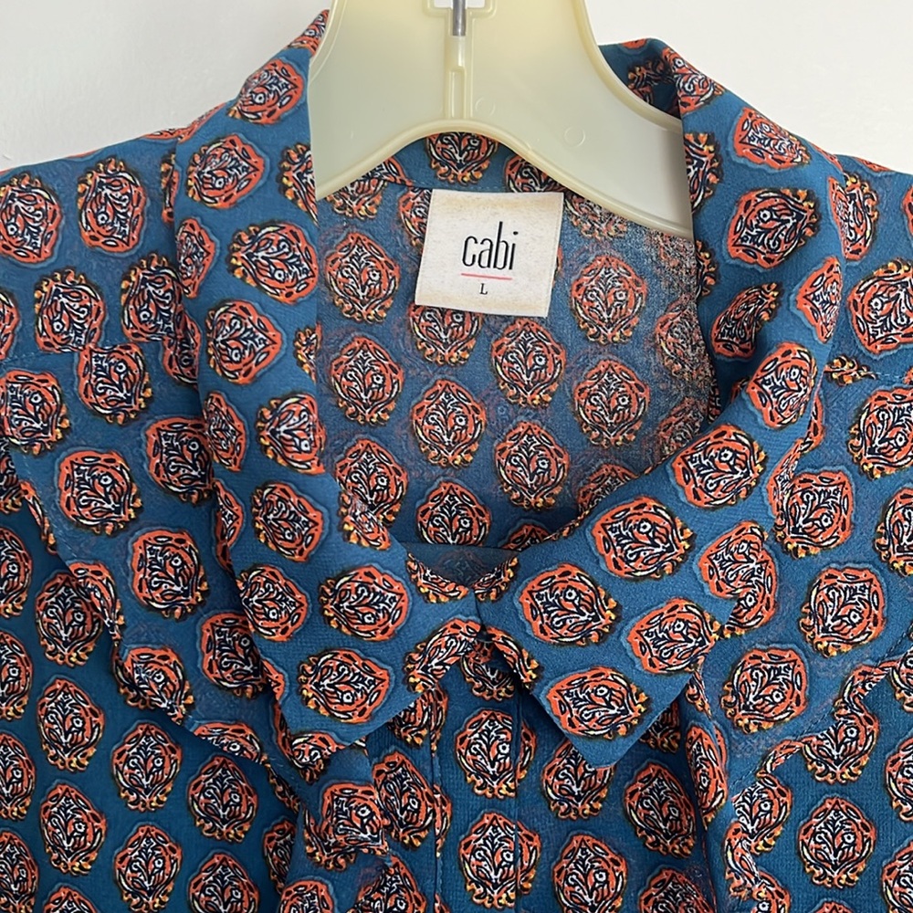 Cabi Blue and Orange Patterned Blouse - Picture 4 of 16
